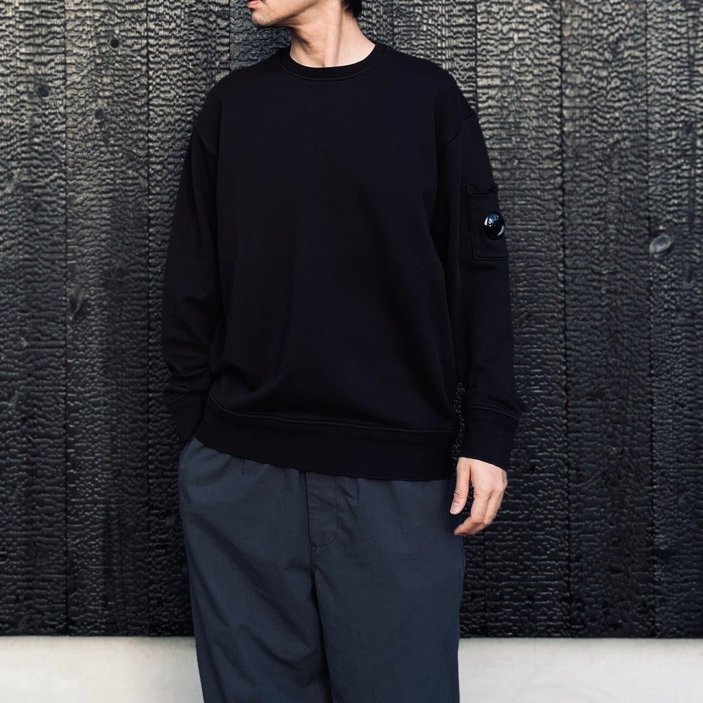 COTTON DIAGONAL FLEECE CREWNECK LENS SWEATSHIRT #BLACK 999