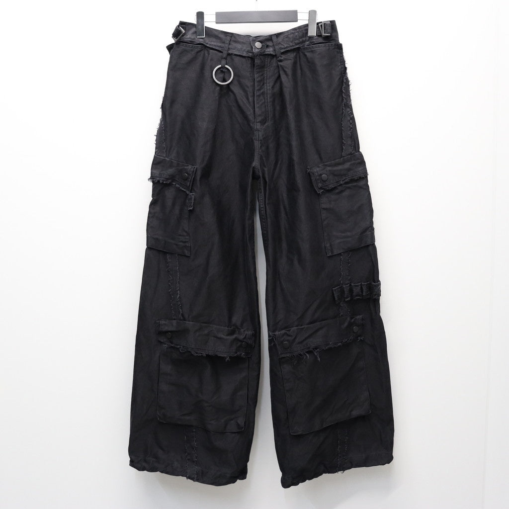 Slash Seam Twist Cargo Pants (PIGMENT DYED MOLESKIN) #BLACK [M-P2