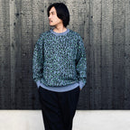 LEOPARD MOHAIR JACQUARD CREW NECK SWEATER #BLUE [26FW-WMK-KN16]
