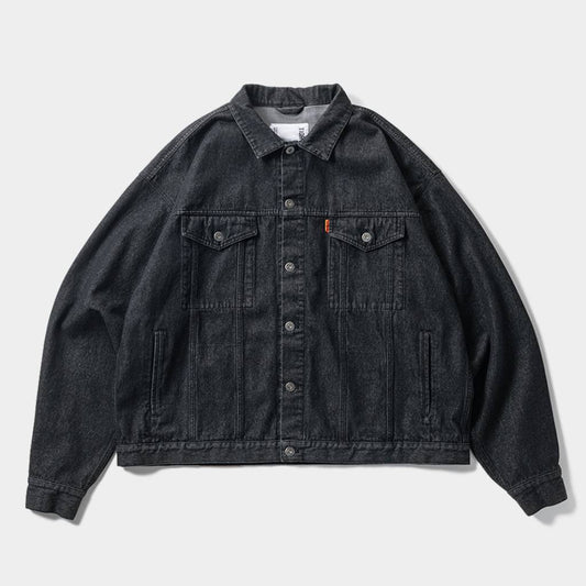 LABEL LOGO DENIM JACKET #BLACK [FW24-JK07]