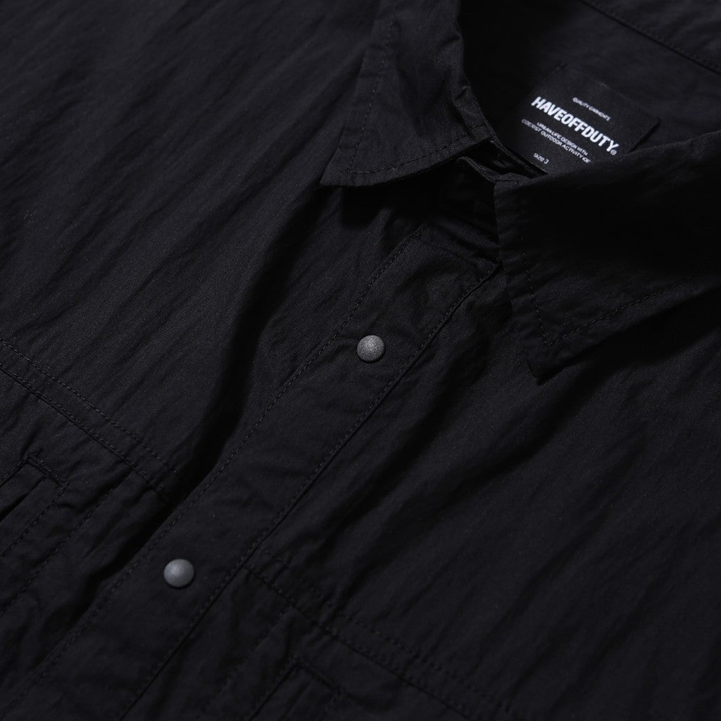 HIDDEN POCKET HALF SLEEVE SHIRTS CN #BLACK [HOD26-01-ST005]