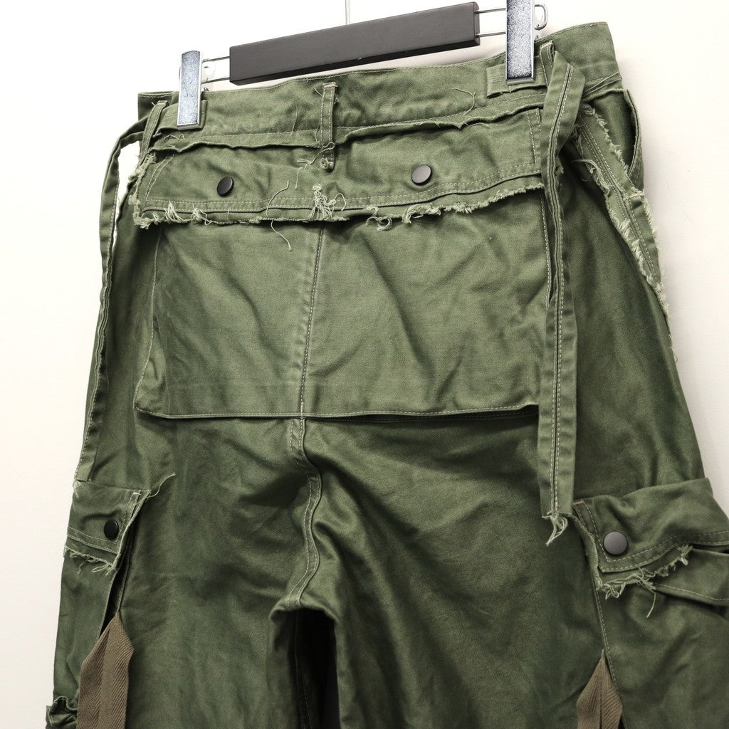 Slash Seam Twist Cargo Pants (PIGMENT DYED MOLESKIN) #OLIVE [M-P2-PT13]