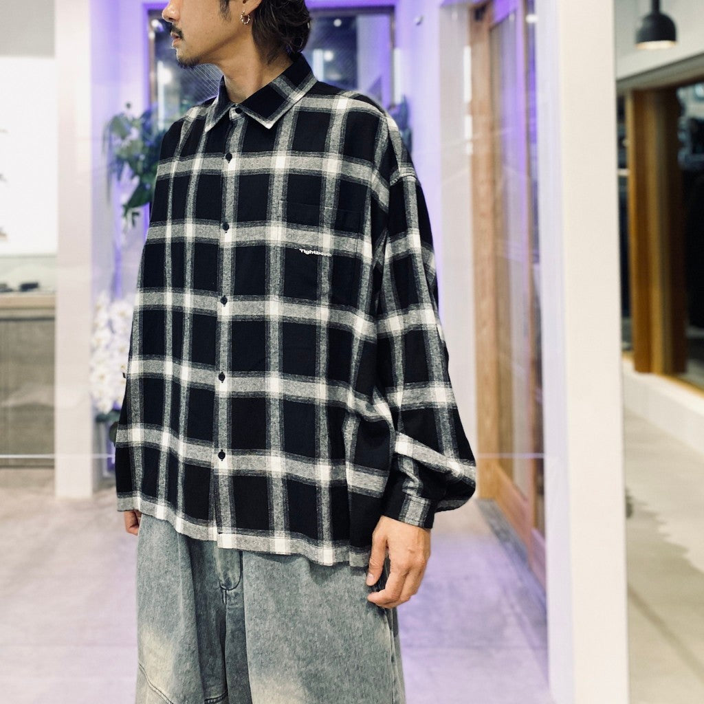格紋長袖襯衫 #黑色 [FW25-S01]