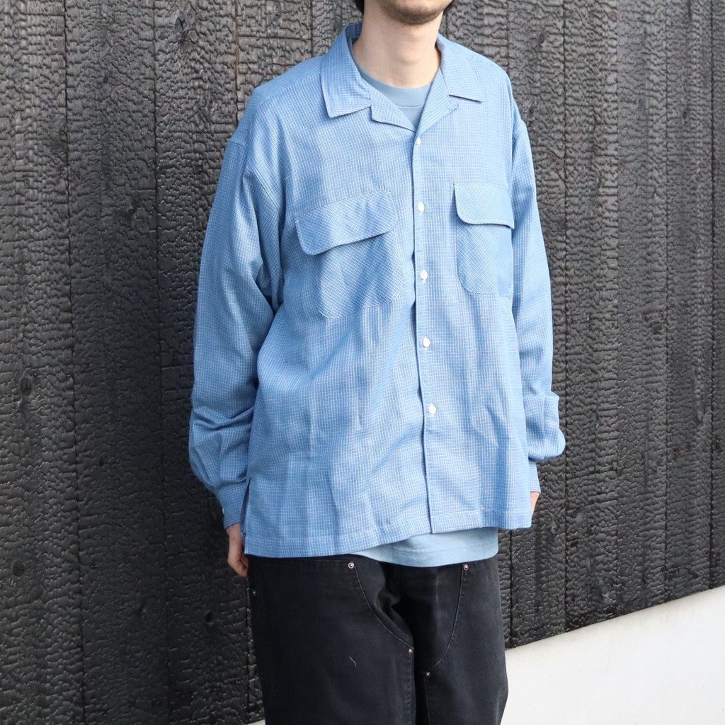 Double Gauze Plaid Open Collar Shirt #Off x Blue [SD26S-SH02]