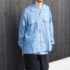 Double Gauze Plaid Open Collar Shirt #Off x Blue [SD26S-SH02]