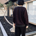 LEOPARD MOHAIR JACQUARD CREW NECK SWEATER #CHARCOAL [26FW-WMK-KN16]