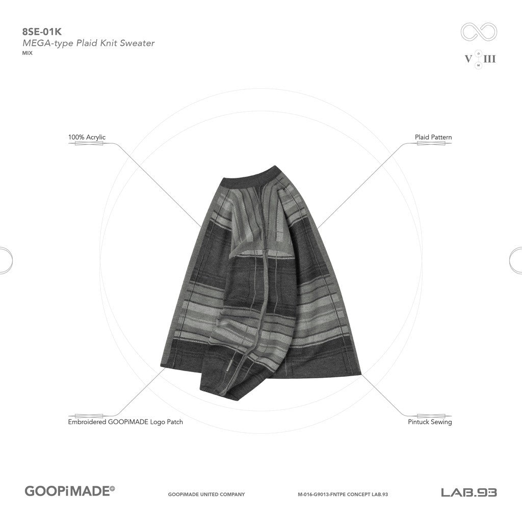 "8SE-01K" MEGA 型格紋針織毛衣 #MIX [GOOPI-24AW-NOV-03]