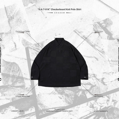 AES | “GAT-01K” Checkerboard Knit Polo Shirt #SHADOW [GOOPI-24AW-SEP-03]