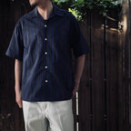 條紋開領襯衫 短袖（TYPE-2）#海軍藍 [25SS-WMS-OC04]