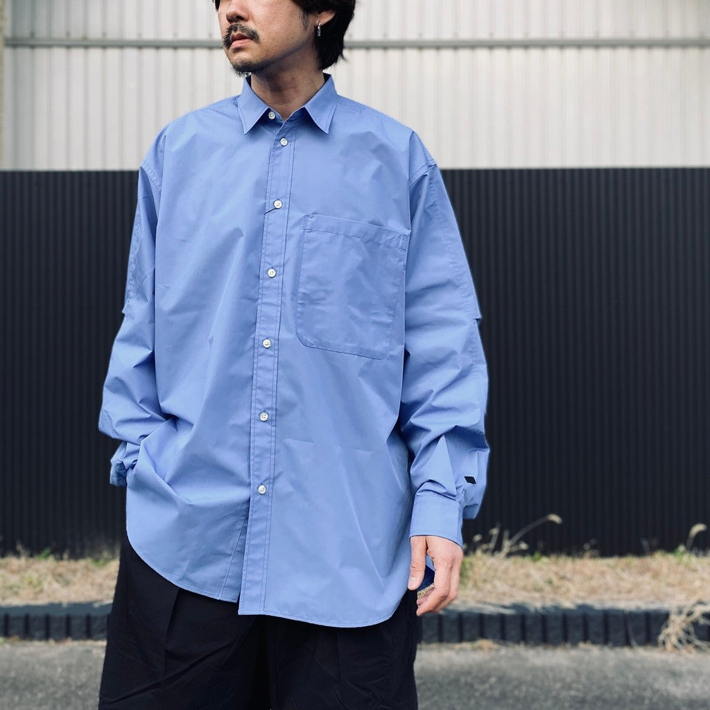 TECH REGULAR COLLAR SHIRT L/S SOLID #SAX [BE-81026] - cocorozashi