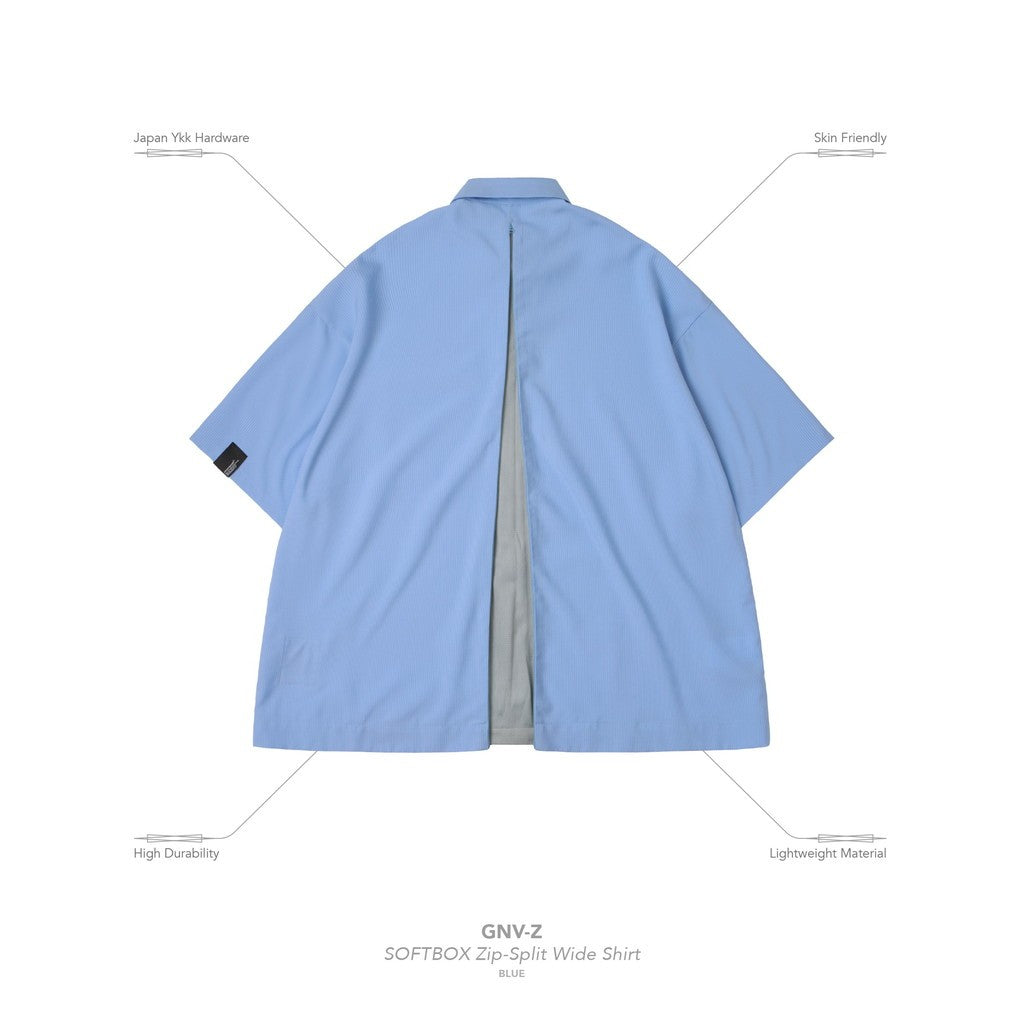 「GNV-Z」 SOFTBOX Zip-Split Wide Shirt #BLUE [GOOPI-25SS-JUN-02]