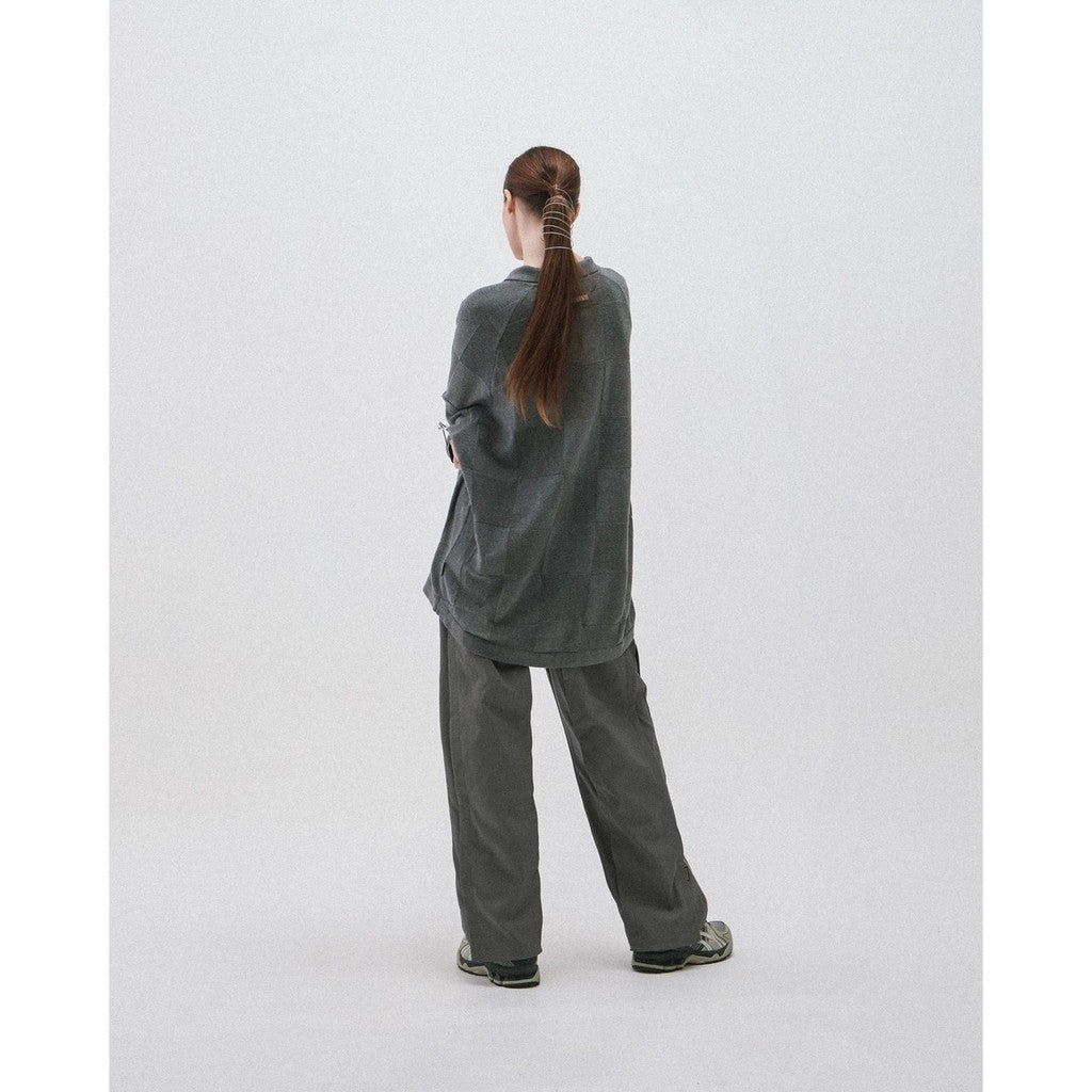 AES | “GAT-01K” Checkerboard Knit Polo Shirt #GRAY [GOOPI-24AW-SEP