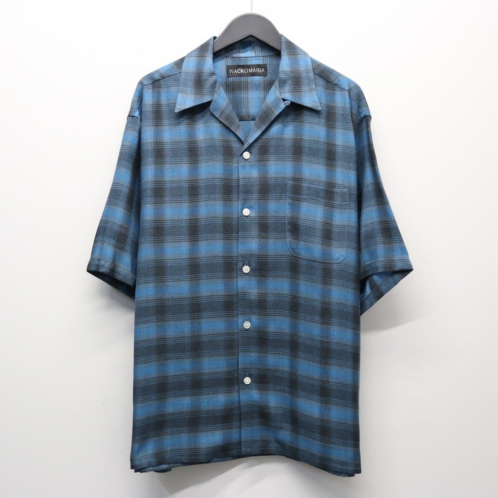 OMBRE CHECK OPEN COLLAR SHIRT S/S ( TYPE-3 ) #BLUE [26SS-WMS-OC14]