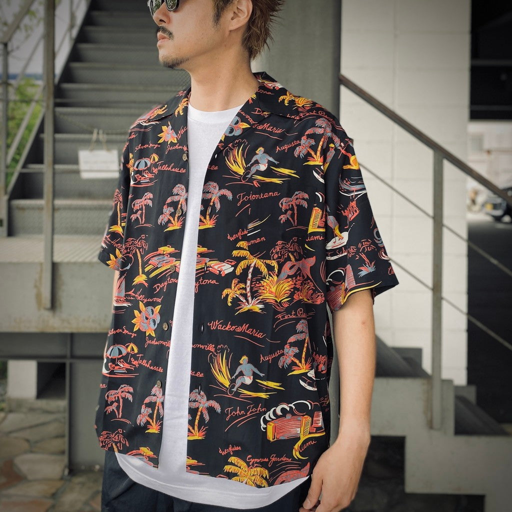 HAWAIIAN SHIRT S/S ( TYPE-2 ) #BLACK [25SS-WMS-HI02] - cocorozashi