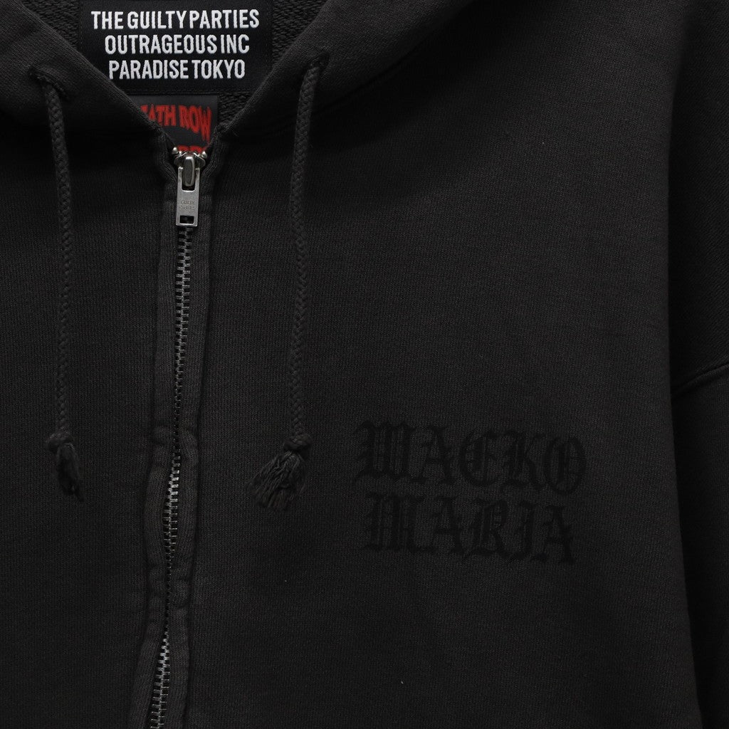 DEATH ROW RECORDS | WASHED MIDDLE WEIGHT FULL ZIP HOODED SWEAT SHIRT #GRAY [DEATHROW-WM-SS01]