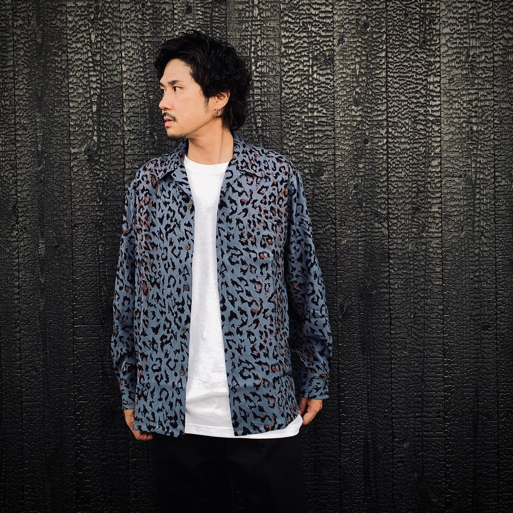 夏威夷長袖襯衫（3 型）#L-紫色 [25FW-WMS-HI03]