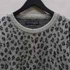 豹紋馬海毛圓領毛衣 #灰色 [24FW-WMK-KN11]