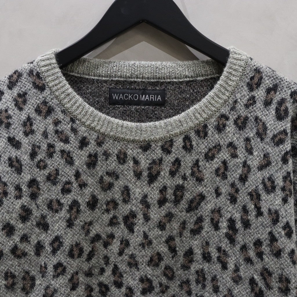 豹紋馬海毛圓領毛衣 #灰色 [24FW-WMK-KN11]