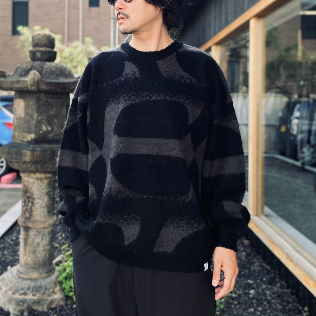 PATTERN MOHAIR KNIT #Black [26FW_KN01]