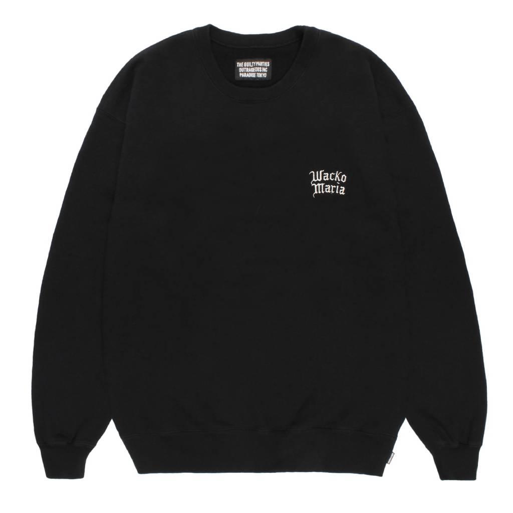 WASHED MIDDLE WEIGHT CREW NECK SWEAT SHIRT ( TYPE-2 ) #BLACK/WHITE [26FWE-WMC-SS04]