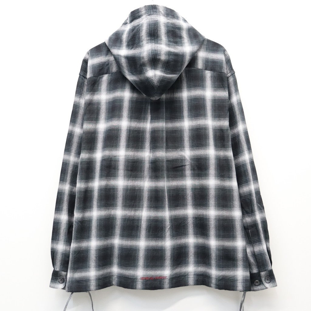 Ombre Plaid Hooded Shirt #Black Plaid [SD26S-SH03]