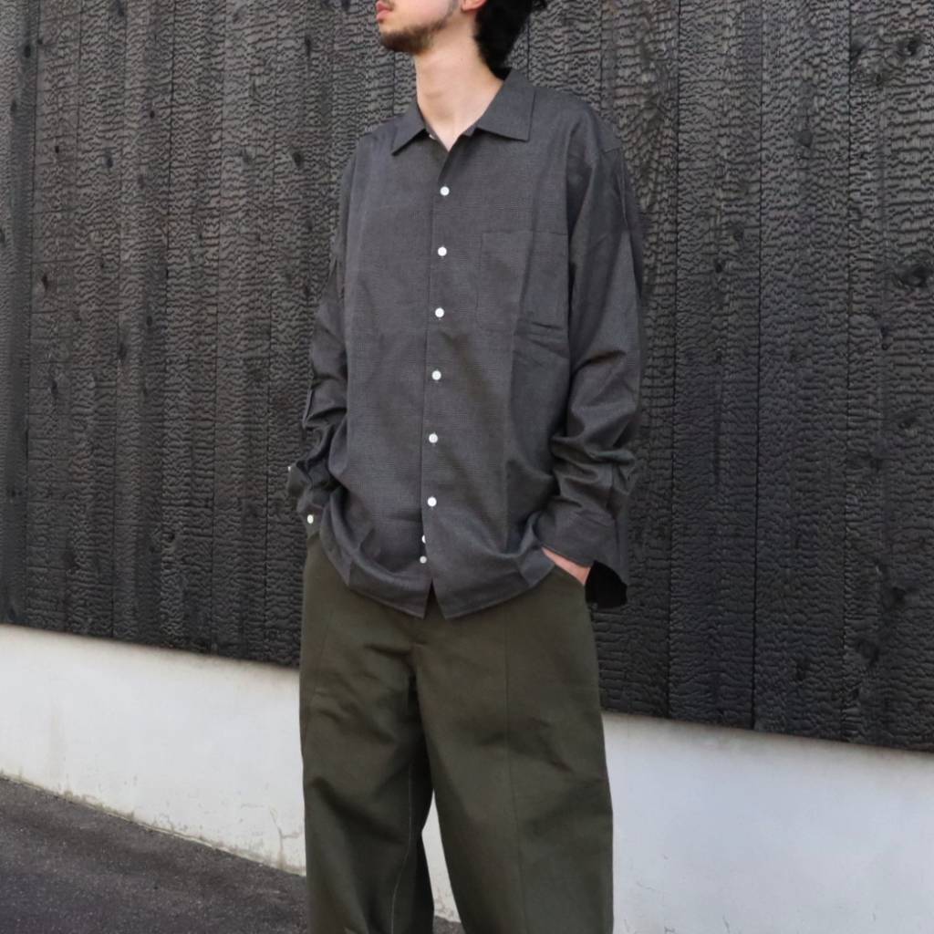 Micro Plaid Open Collar Shirt #Grey [SD26F-SH02]
