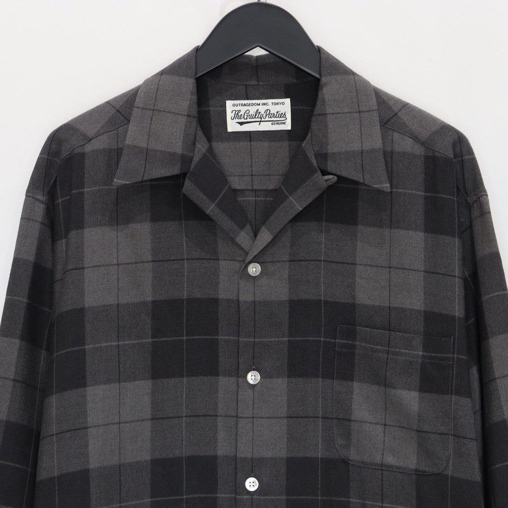 漸層格紋開領長袖襯衫 #灰色 [25FWE-WMS-OC01]