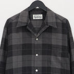 漸層格紋開領長袖襯衫 #灰色 [25FWE-WMS-OC01]