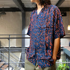 豹紋夏威夷襯衫 短袖 #藍色 [24FWE-WMS-HI01]