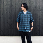 OMBRE CHECK OPEN COLLAR SHIRT S/S ( TYPE-3 ) #BLUE [26SS-WMS-OC14]