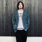 LEOPARD MOHAIR JACQUARD CARDIGAN #BLUE [26FW-WMK-KN17]