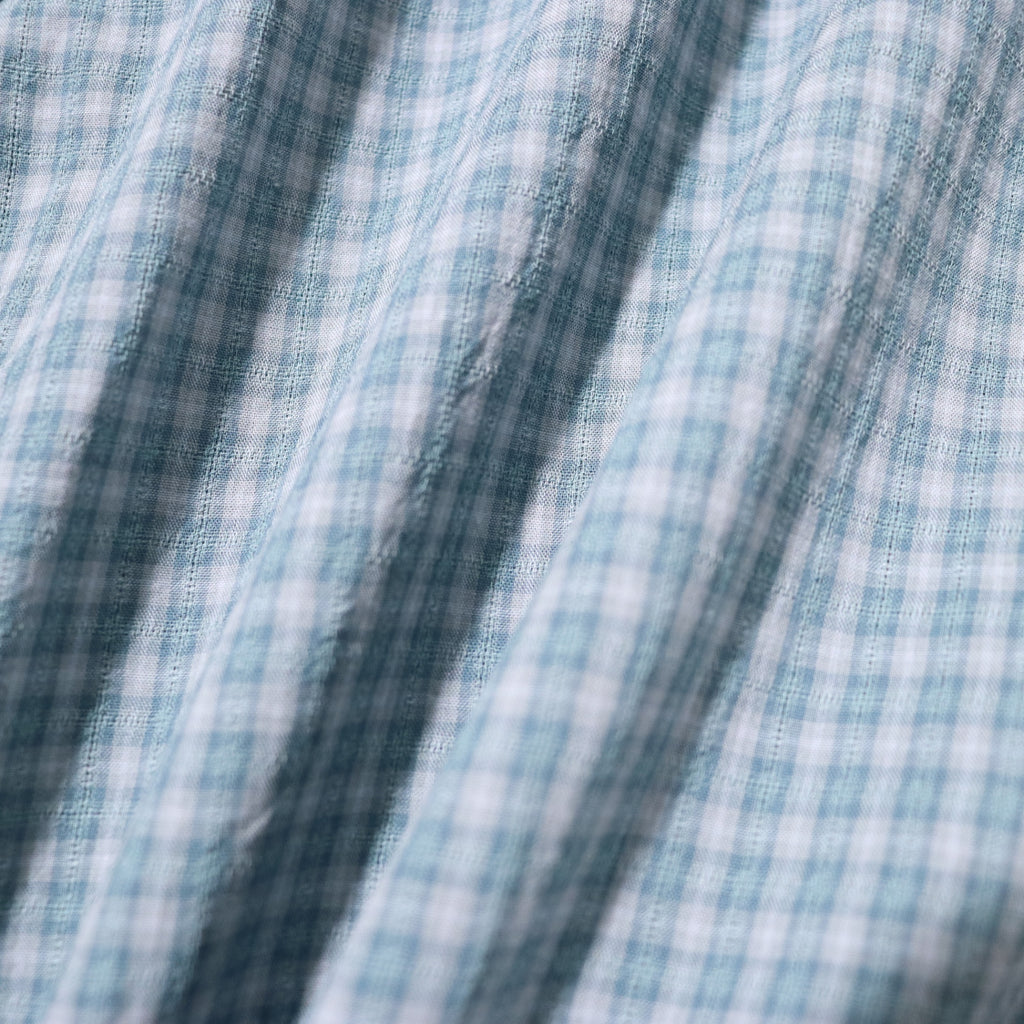 Dobby Plaid Open Collar S/S Shirt #Slate x Grey [SD26S-SH05]