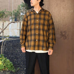 PENDLETON | WOOL OMBRE CHECK OPEN COLLAR SHIRT L/S ( TYPE-2 ) #LT-BROWN [26FW-WMS-PE02]