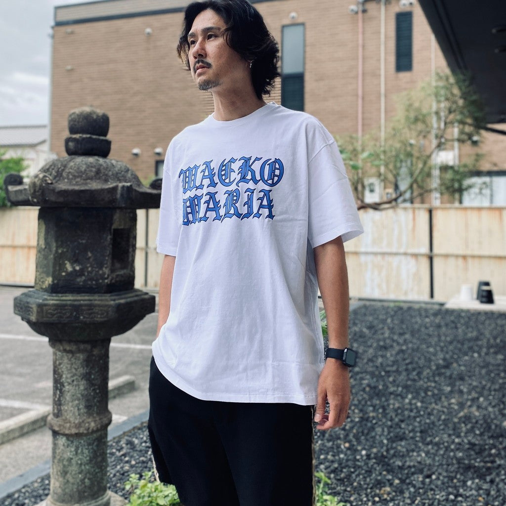 WASHED HEAVY WEIGHT CREW NECK T-SHIRT ( TYPE-12 ) #WHITE-BLUE [26SS-WMT-WT13]