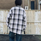 格紋法蘭絨襯衫 #灰×白 [BW252-CFS]