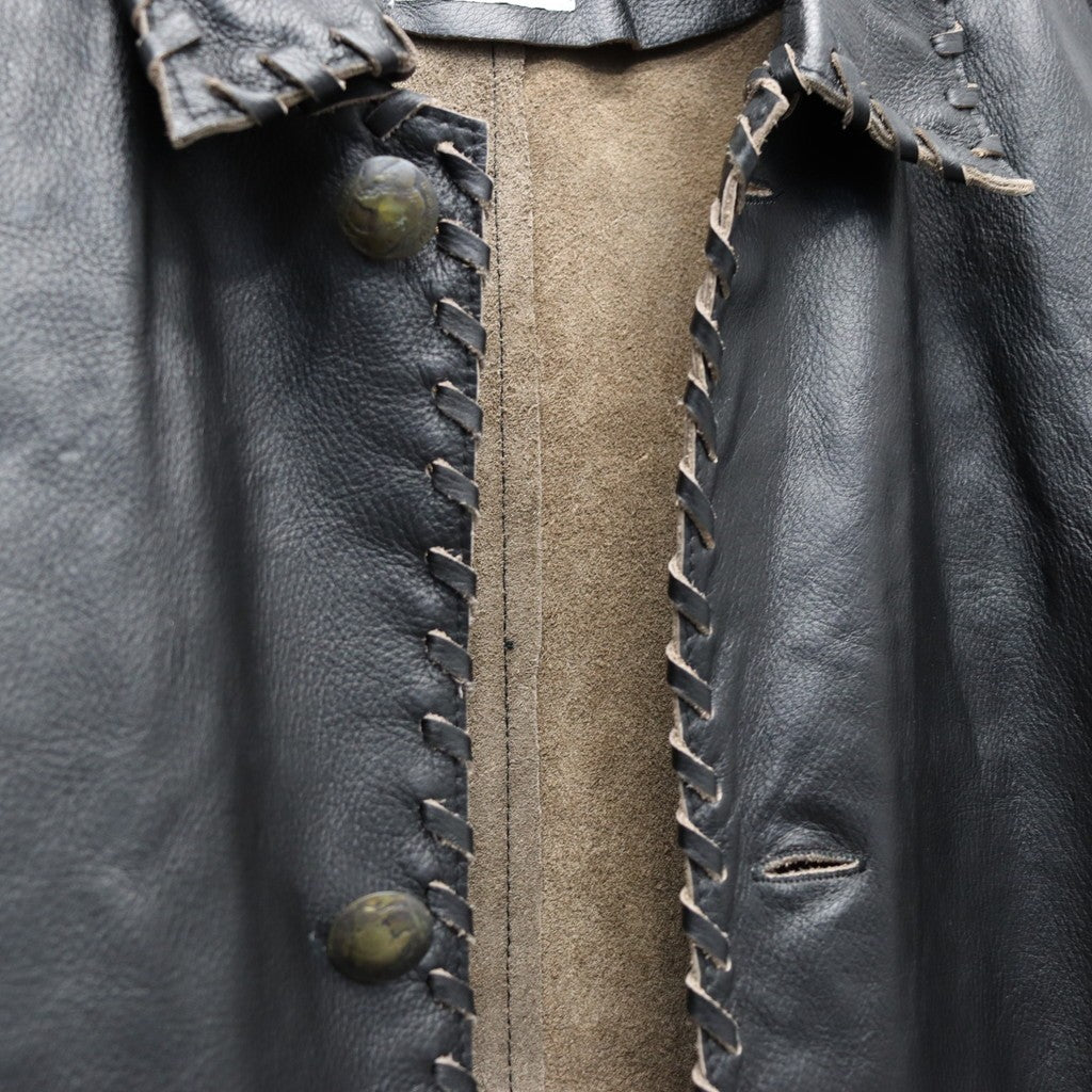 編織皮革連身工作服 #黑色 [BW252-BLC]