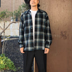 PENDLETON | WOOL OMBRE CHECK OPEN COLLAR SHIRT L/S ( TYPE-3 ) #BLUE / WHITE [26FW-WMS-PE03]