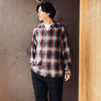 OMBRE CHECK OPEN COLLAR SHIRT L/S ( TYPE-1 ) #RED [26FWE-WMS-OC01]
