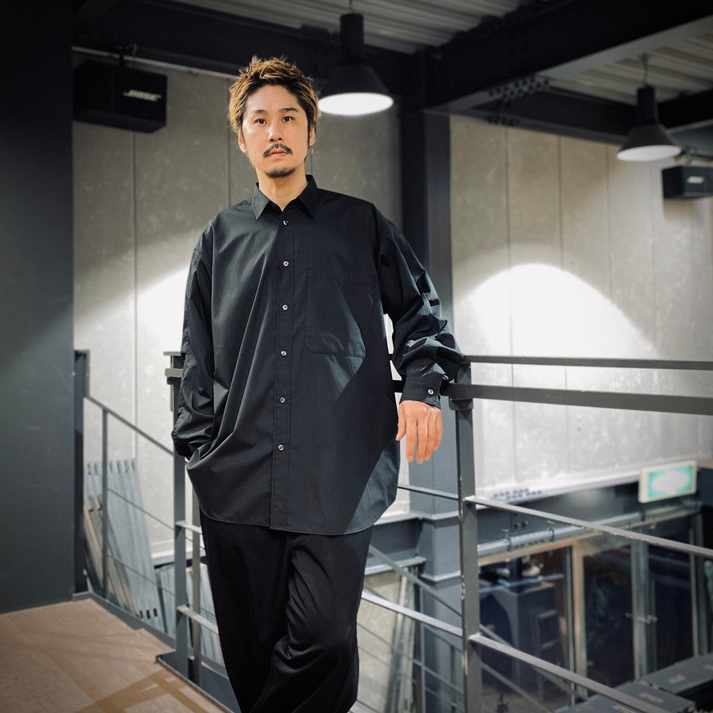 TECH REGULAR STRIPE SHIRT L/S #BLACK [BE-81025]