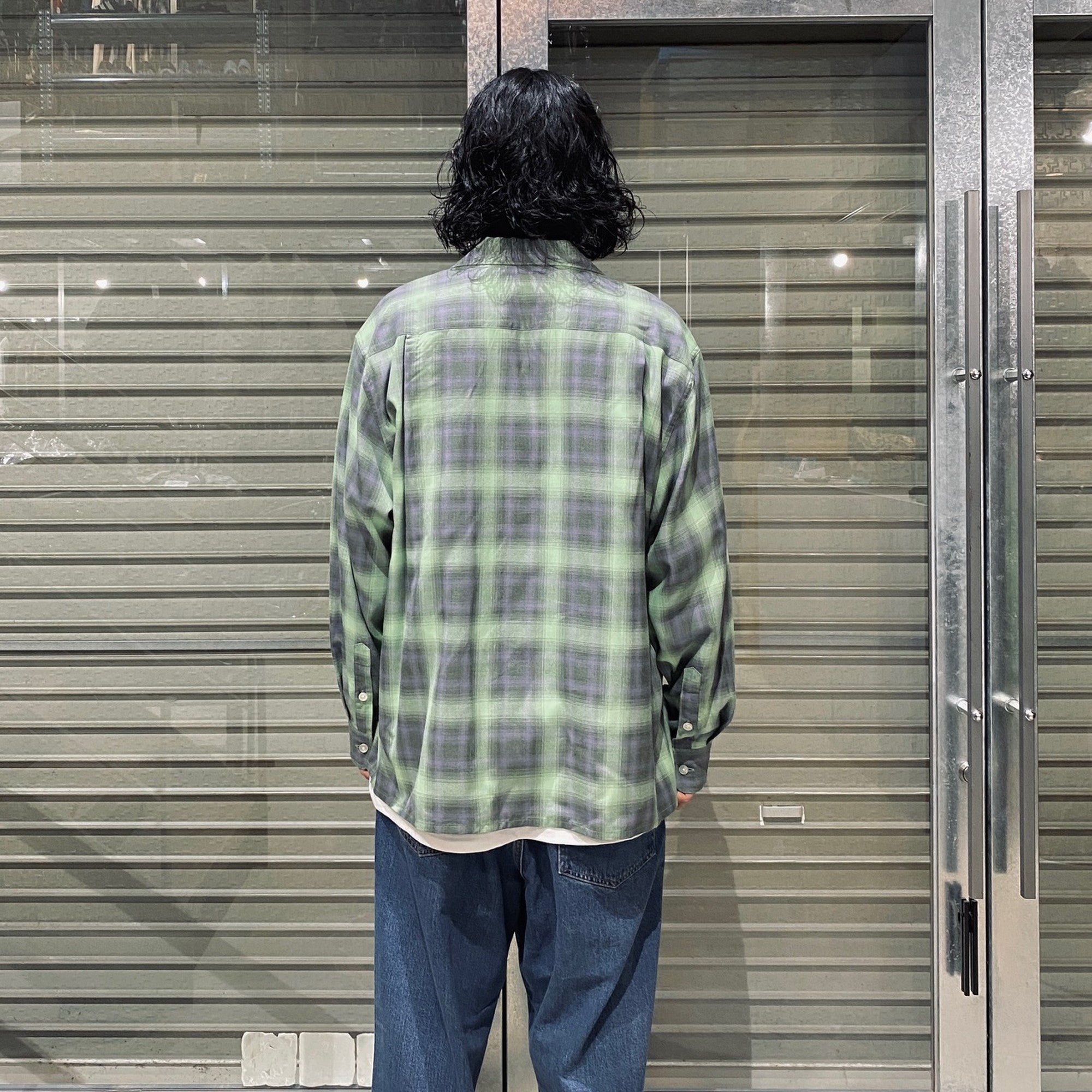 OMBRE CHECK OPEN COLLAR SHIRT L/S (TYPE-2) #GREEN [24FW-WMS-OC02]