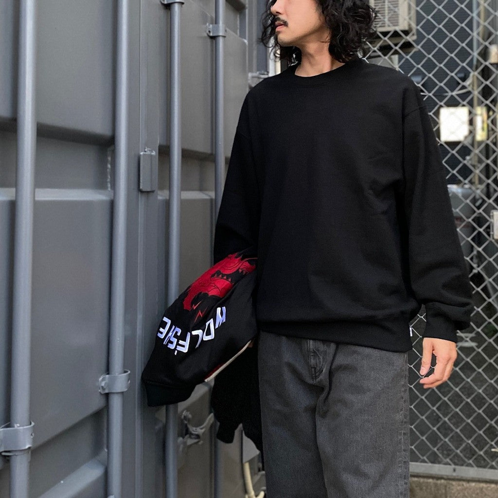 WOLF'S HEAD | HEAVY WEIGHT CREW NECK SWEAT SHIRT #BLACK [WOLFSHEAD-WM-SS01]