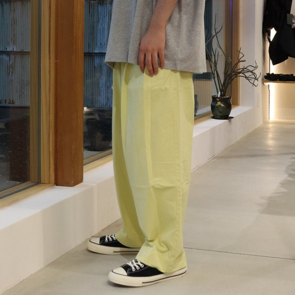 2TUCK WIDE CUT&SEW PANTS #L-YELLOW [AY-1027]