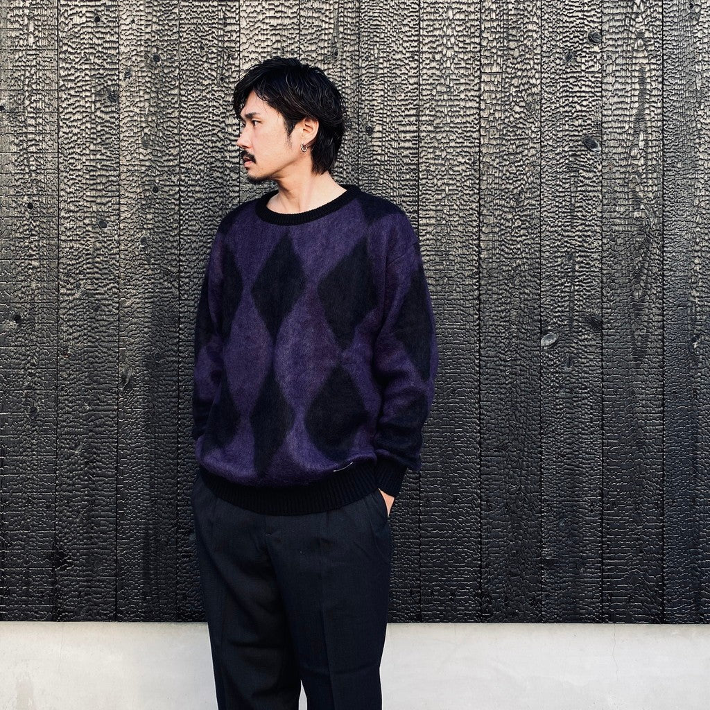 DIAMOND MOHAIR CREW NECK SWEATER #PURPLE [23FW-WMK-KN18]