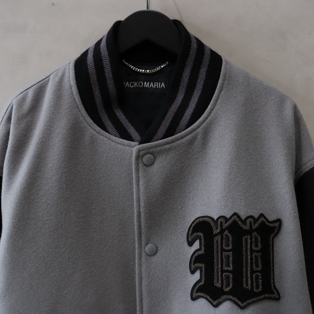 LEATHER VARSITY JACKET -B- (TYPE-2) #GRAY [24FW-WMO-BL16]