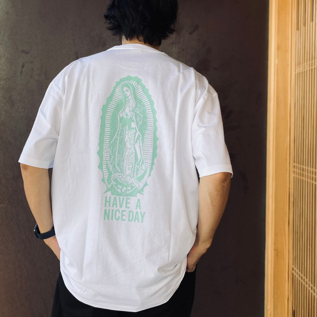 WASHED HEAVY WEIGHT CREW NECK T-SHIRT ( TYPE-2 ) #WHITE/GREEN [26FWE-WMT-WT02]