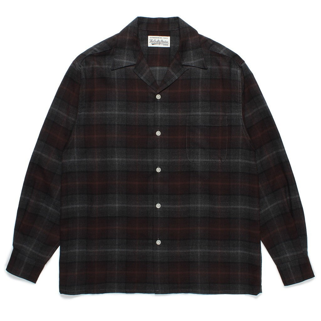 OMBRE CHECK OPEN COLLAR SHIRT L/S ( TYPE-3 ) #BROWN [24FW-WMS-OC03]