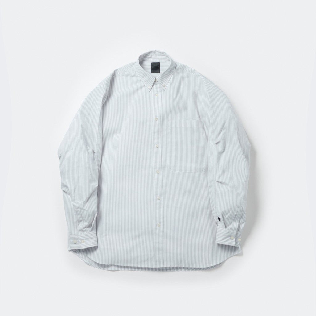 TECH BUTTON DOWN SHIRT L/S STRIPE #GRAY [BE-80024]