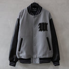 LEATHER VARSITY JACKET -B- (TYPE-2) #GRAY [24FW-WMO-BL16]