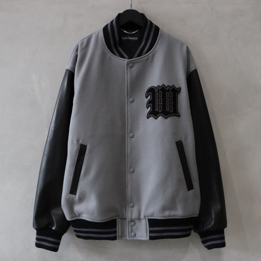 LEATHER VARSITY JACKET -B- (TYPE-2) #GRAY [24FW-WMO-BL16]