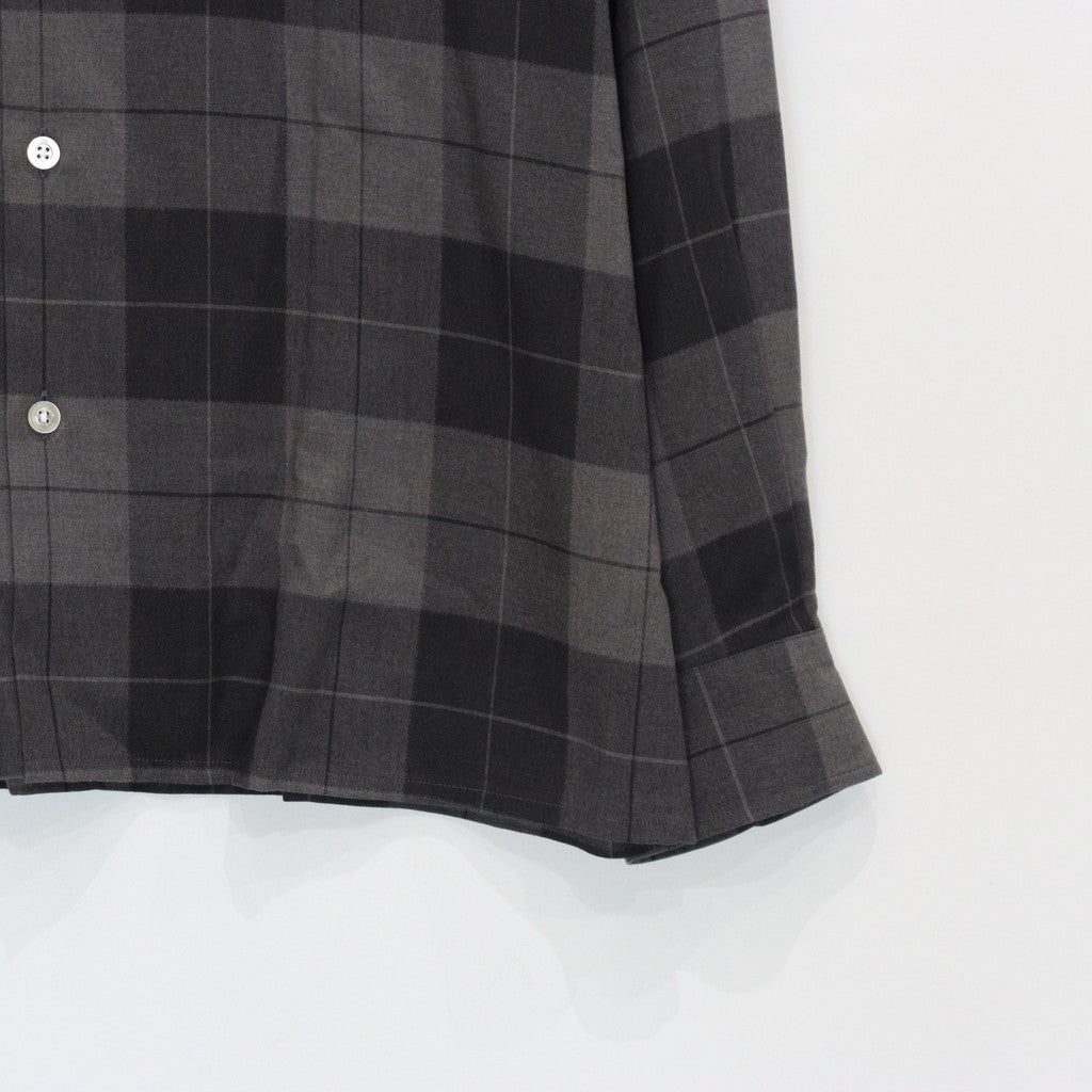 漸層格紋開領長袖襯衫 #灰色 [25FWE-WMS-OC01]